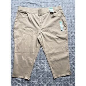 Terra & Sky Women Capri Jegging 4X 28W-30W Tan Khaki Plus Comfy Stretchy PJT7481